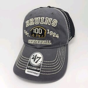 Boston Bruins Hat 47 Clean Up Snapback Cap Centennial 100th Anniversary Gray New